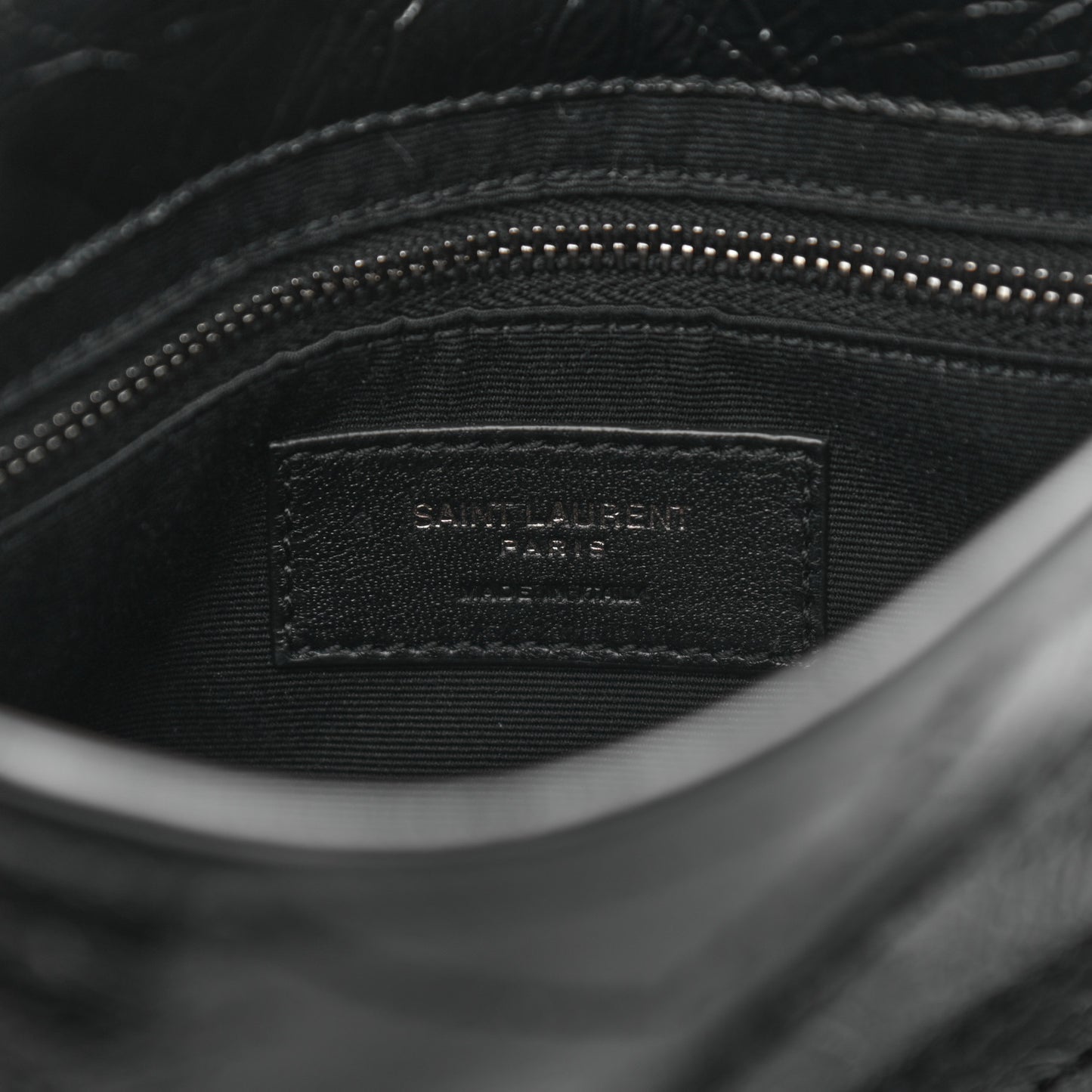 Crinkled Calfskin Matelasse Monogram Niki Chain Wallet Black