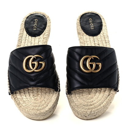 Gucci Nappa Matelasse GG Marmont Espadrille Slide Sandals 38 Black 5 of 12
