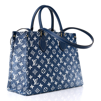 Louis Vuitton Monogram Jacquard Denim Onthego MM Bleu 3 of 8
