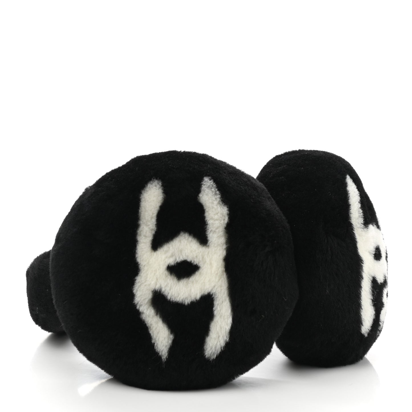 Shearling CC Ear Muffs Black White