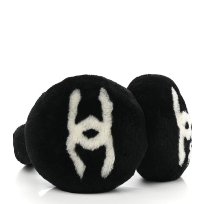 Chanel Shearling CC Ear Muffs Black White 4 of 6