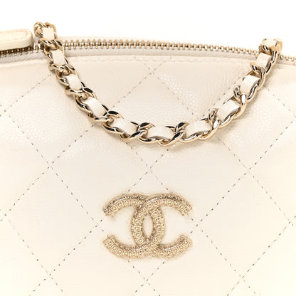 Chanel Caviar Quilted Hobo Clutch With Chain White 8 of 10