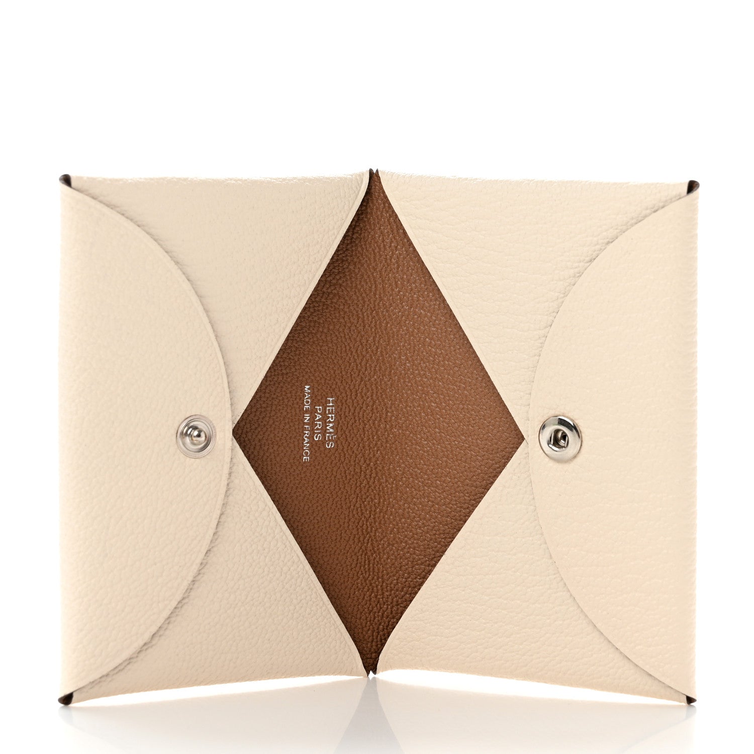 Hermes Chevre Mysore Verso Calvi Card Case Nata Biscuit 5 of 7