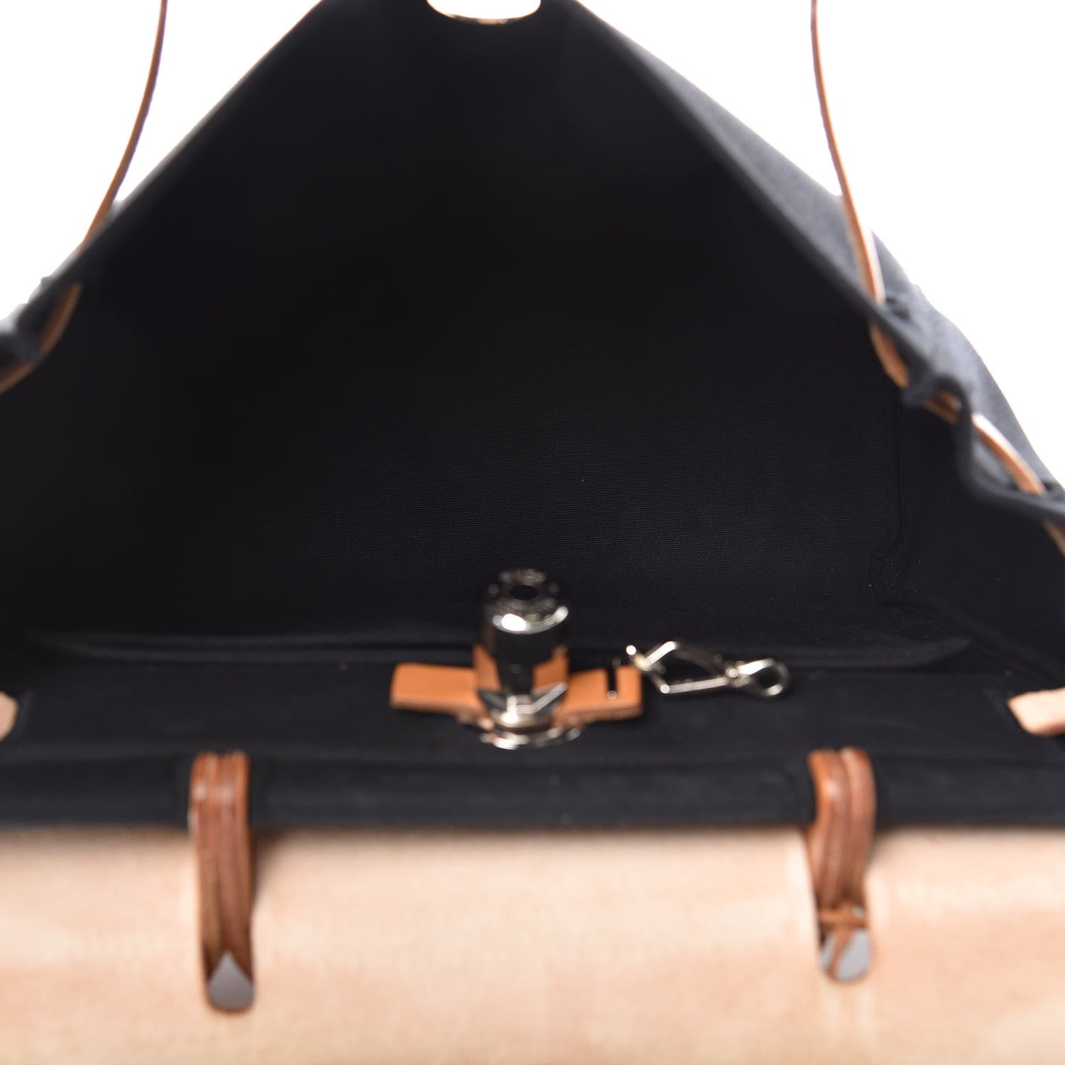 Hermes Toile Vache Calfskin Herbag PM 30 Black Natural 4 of 15