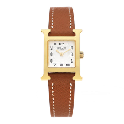 Hermes Stainless Steel Epsom 17.2mm Heure H Hour Quartz Watch Gold 1 of 5
