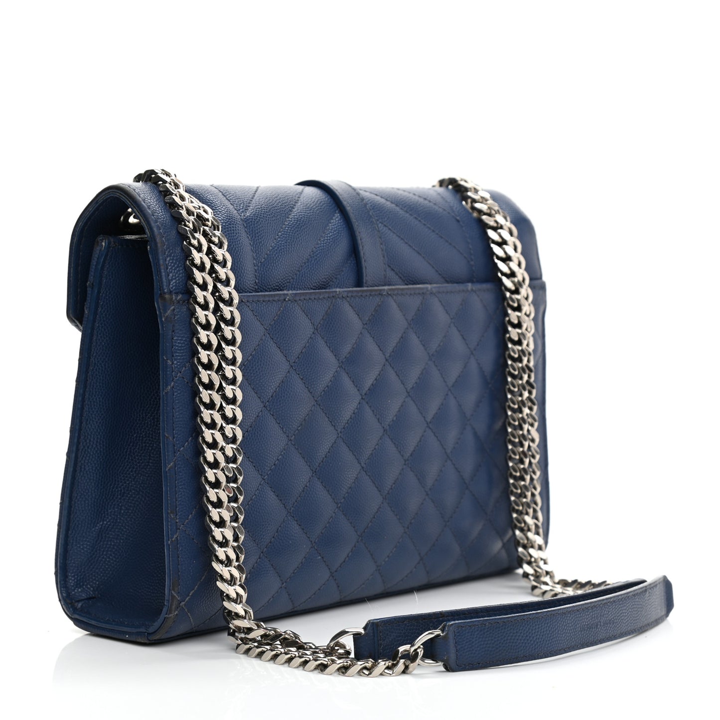 Grain De Poudre Textured Mixed Matelasse Triquilt Medium Monogram Satchel Denim