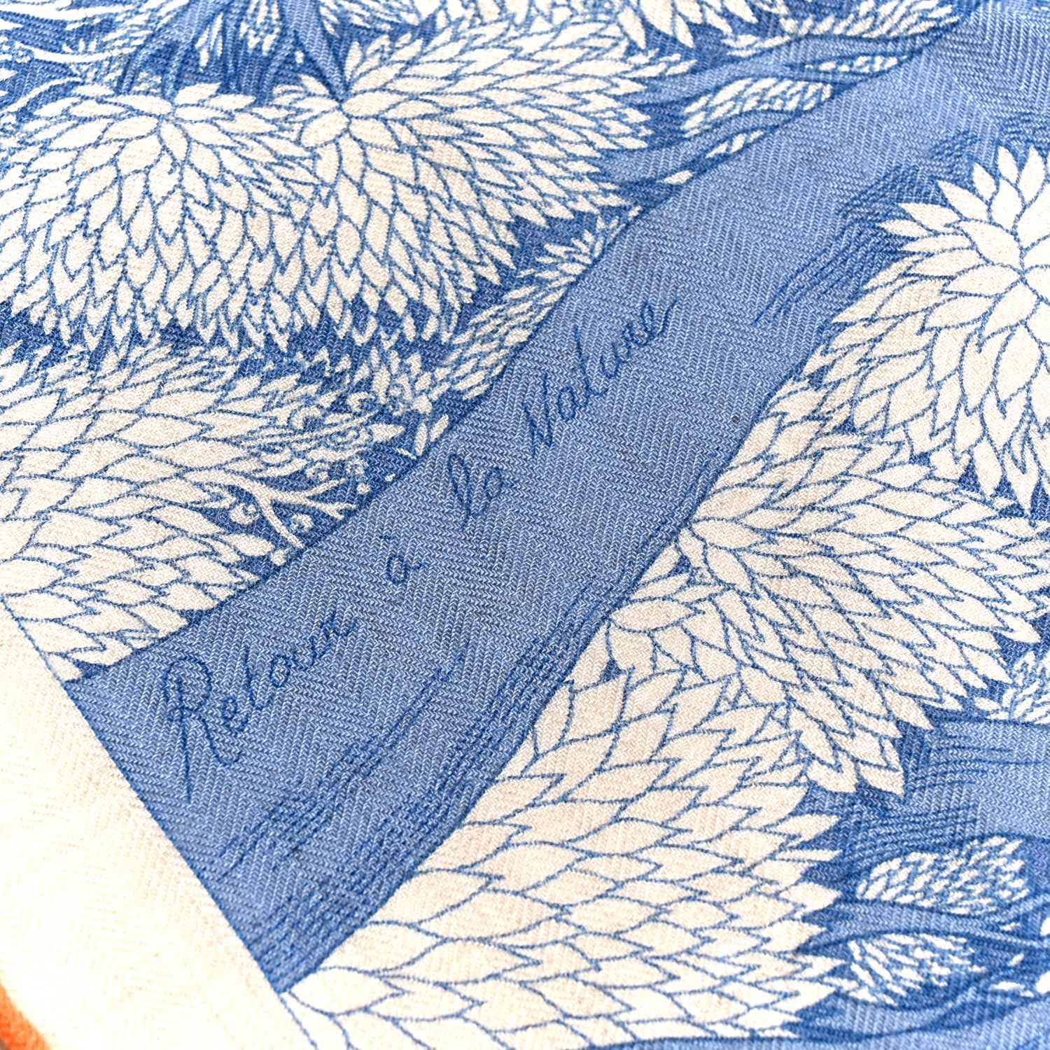 Hermes Cashmere Silk Retour a la Nature 140 Bleu Jean Rose Vert 4 of 5