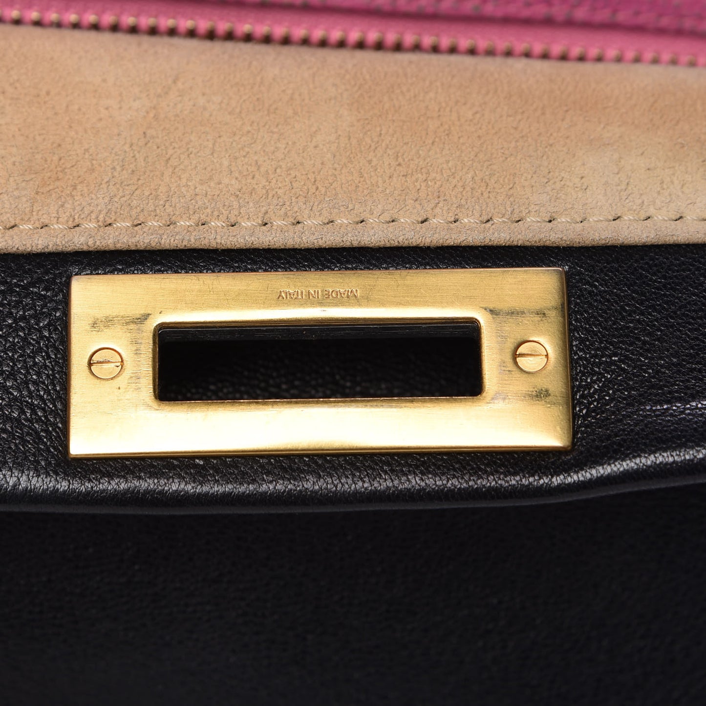 Goatskin Large Peekaboo Iconic Satchel Black Lampone