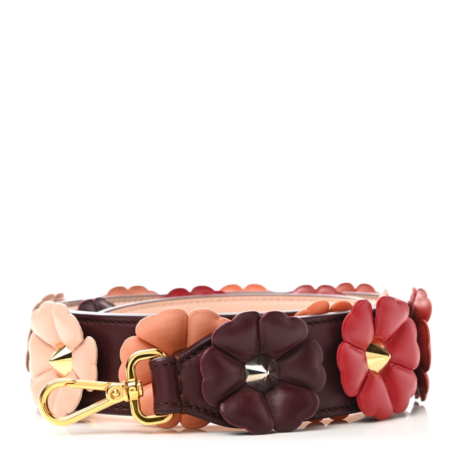 Fendi Vitello Dolce Flowerland Bi-Color Studded Strap You Bordeaux Plaster Multicolor 1 of 5