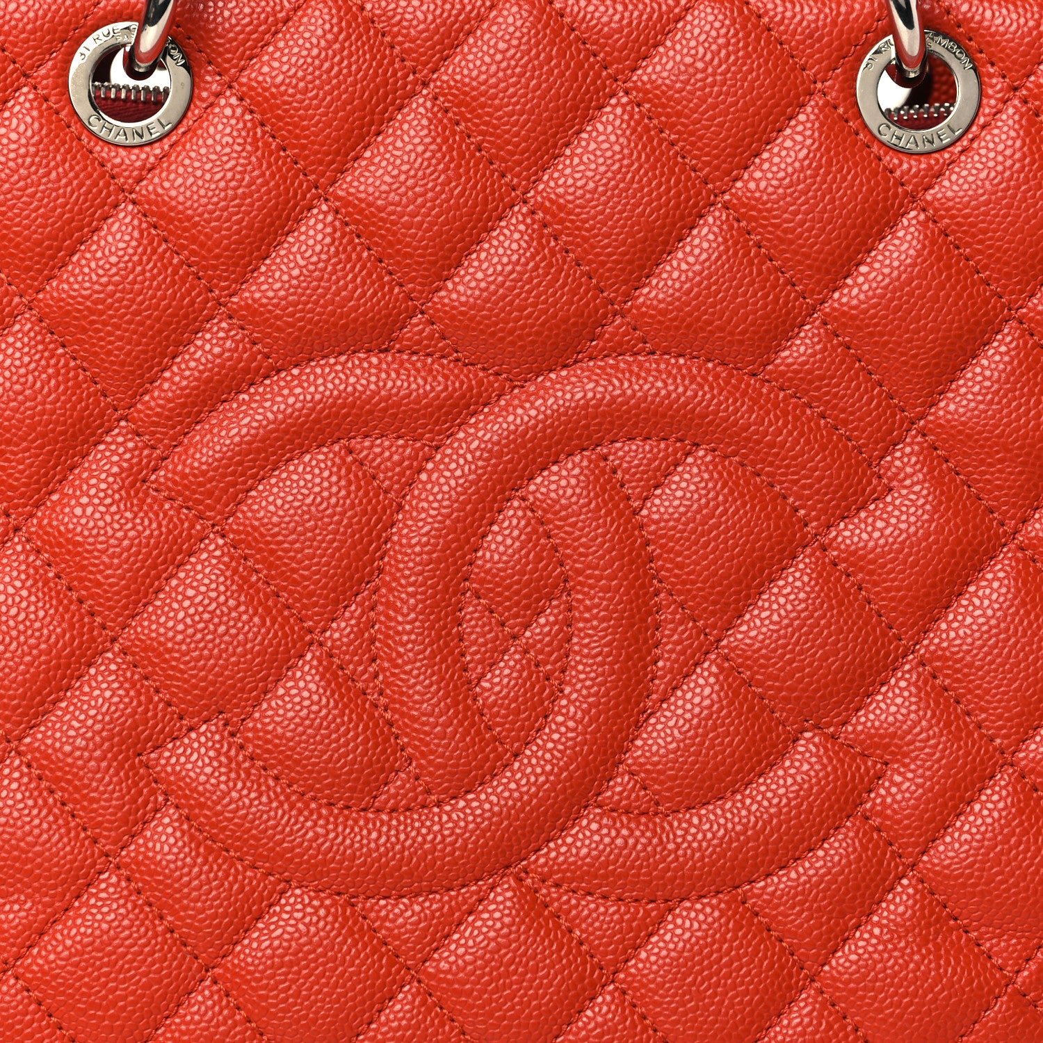 Chanel Caviar Quilted Grand Shopping Tote GST Orange 8 of 10