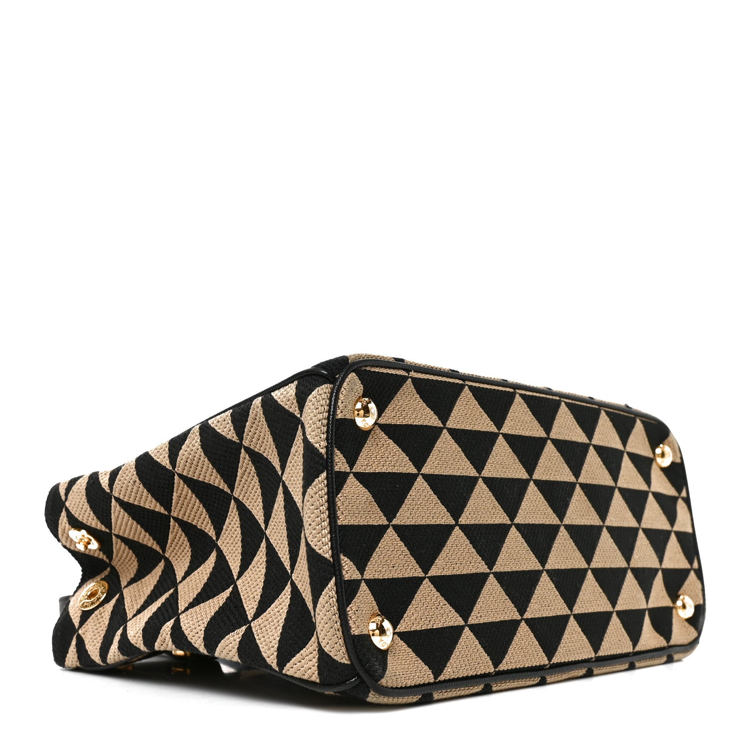 Prada Jacquard Saffiano Triangolo Symbole Embroidered Small Galleria Double Zip Tote Black Corda 4 of 9