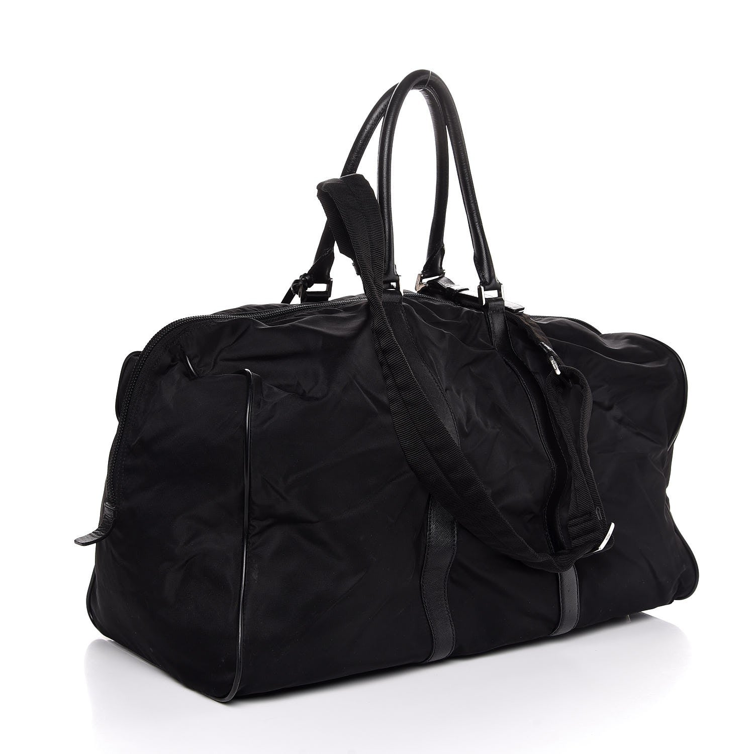 Prada Tessuto Nylon Saffiano Duffel Bag Black 5 of 10