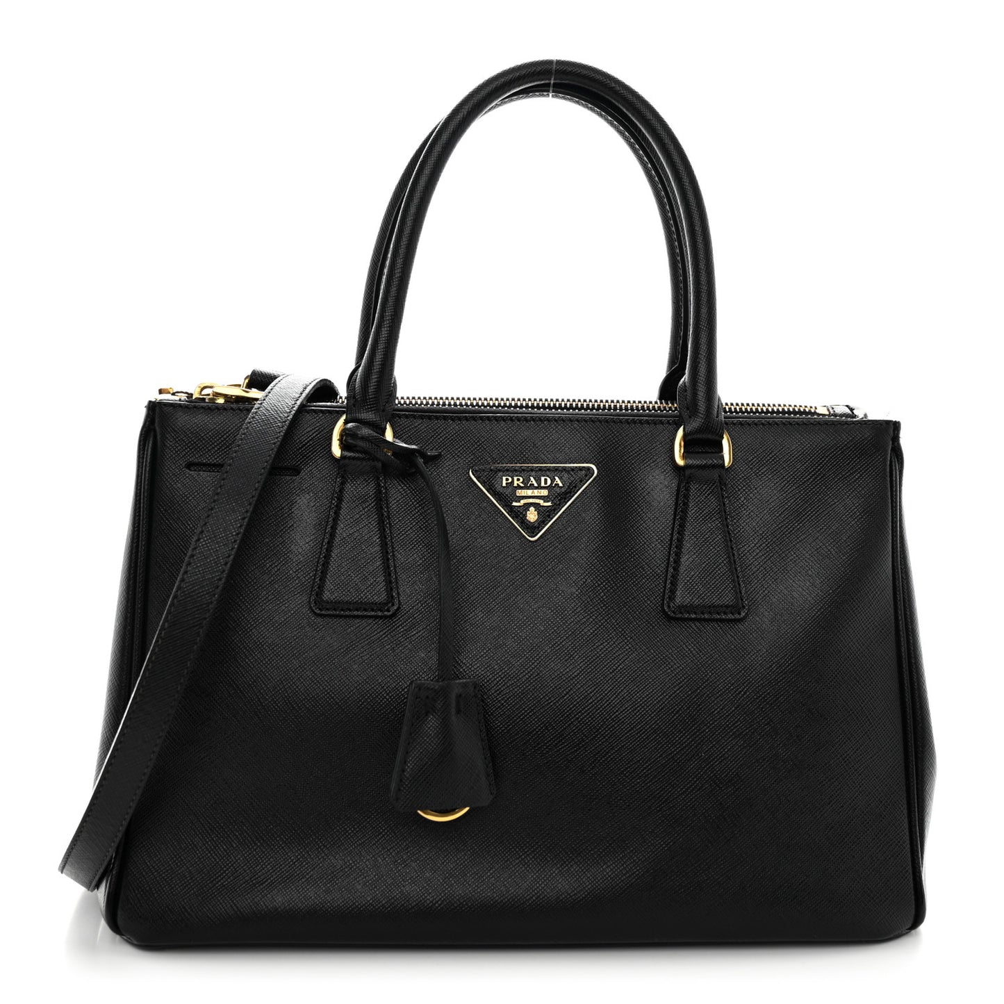 Saffiano Small Galleria Double Zip Tote Black