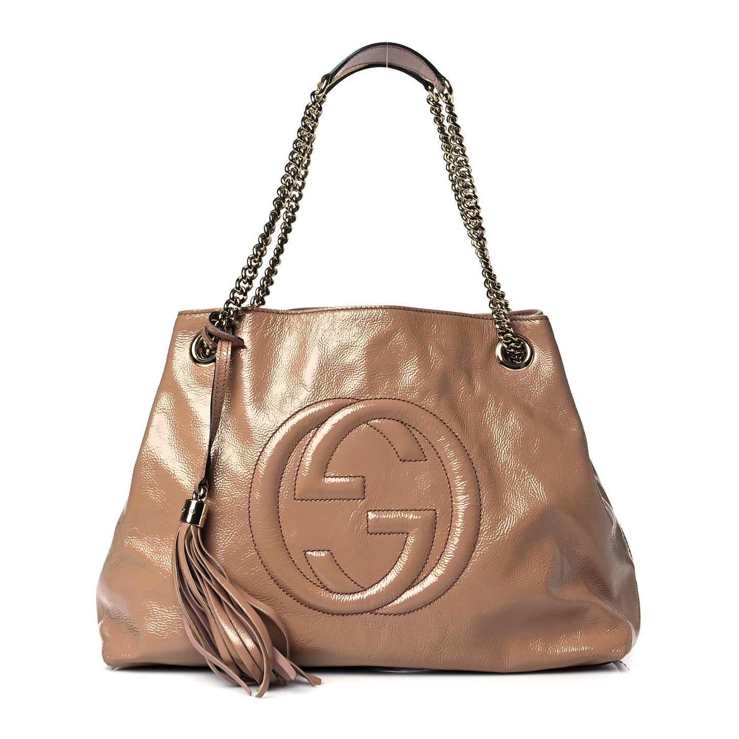 Patent Medium Soho Chain Shoulder Bag Dark Cipria
