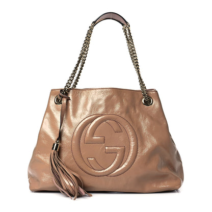 Gucci Patent Medium Soho Chain Shoulder Bag Dark Cipria 1 of 11