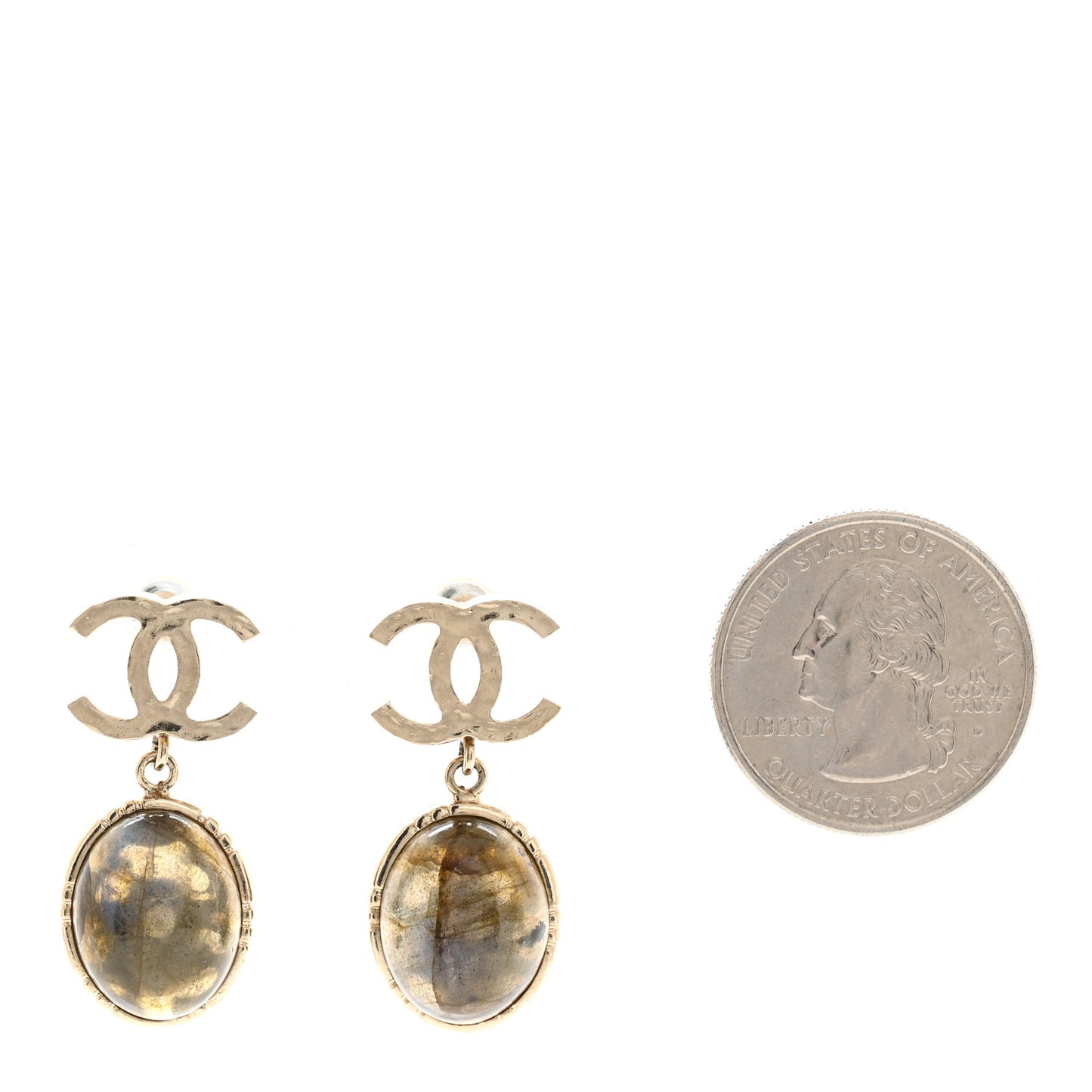 CC Oval Drop Earrings Gold
