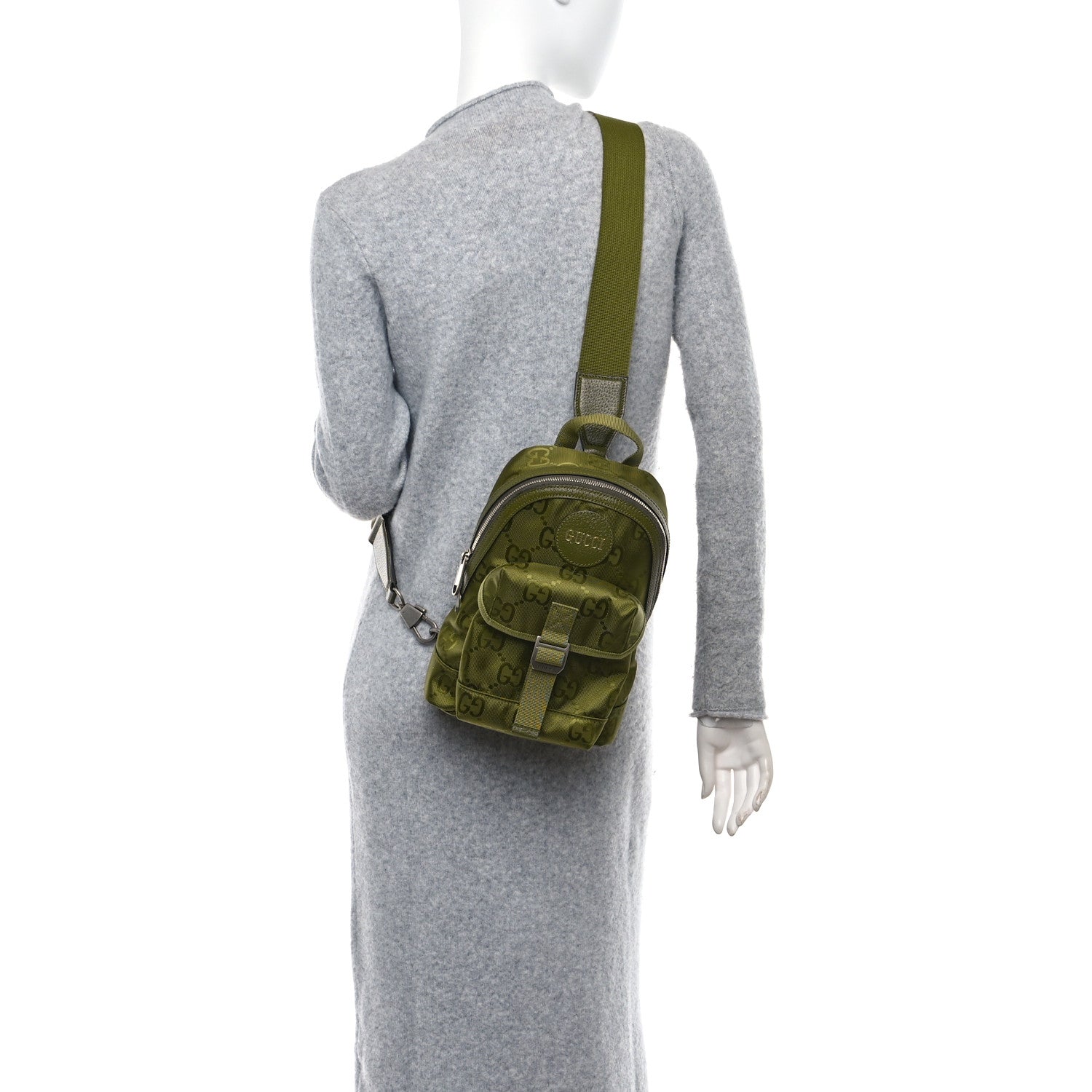 Gucci Econyl Nylon Monogram Off The Grid Sling Backpack Juniper