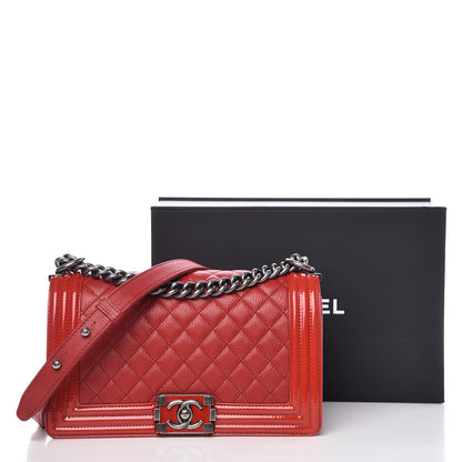 Chanel Goatskin Quilted Patent Medium Duo Boy Flap Red 10 of 10