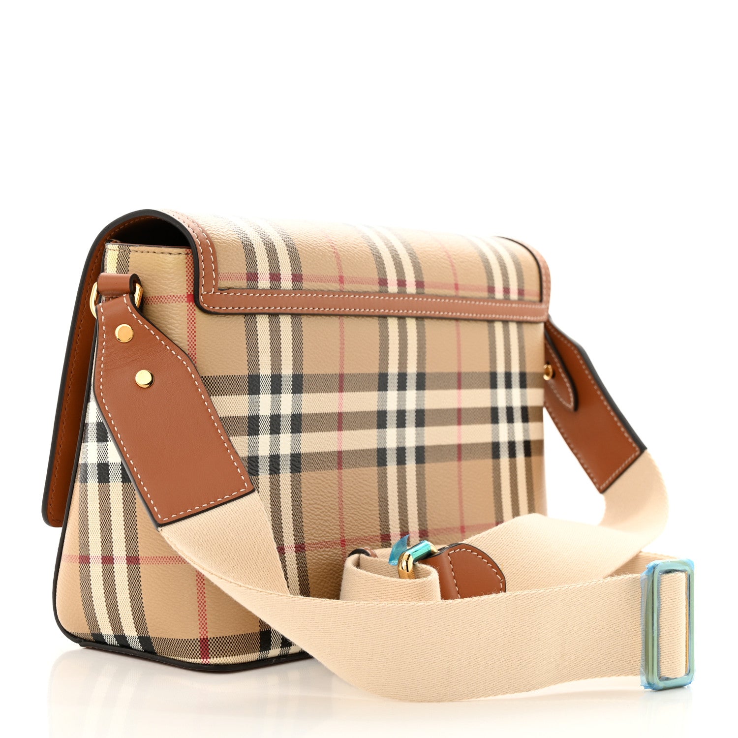 Burberry Coated Canvas Calfskin Vintage Check Medium Note Crossbody Bag Briar Brown 3 of 10