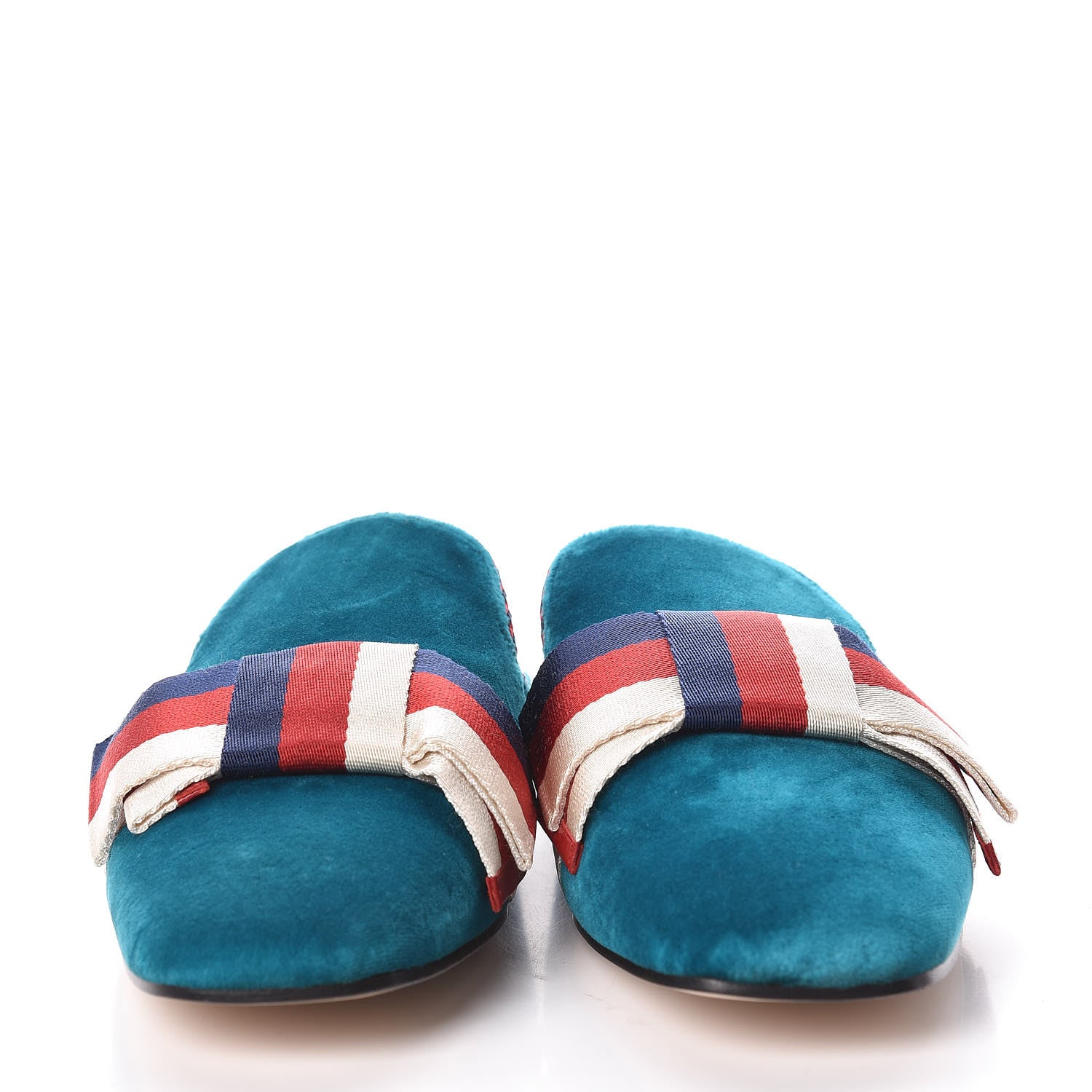 Gucci Softy Velvet Sylvie Bow Slippers 39.5 Pavone 4 of 7