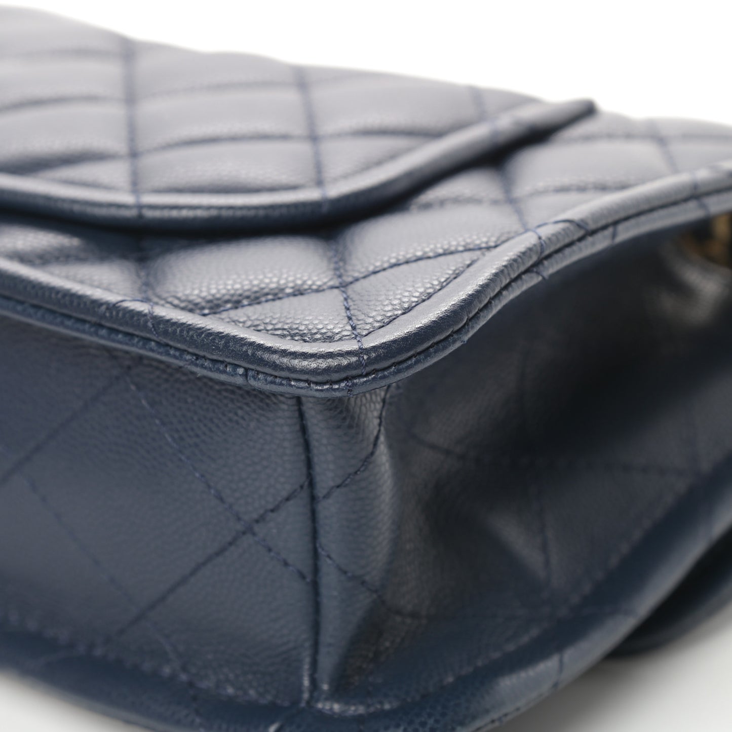 Caviar Quilted Medium Sweet Classic Flap Navy Blue