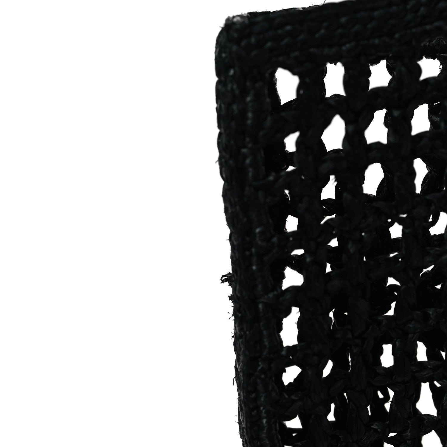Prada Yarn Raffia Effect Crochet Logo Embroidered Tote Bag Black 10 of 10