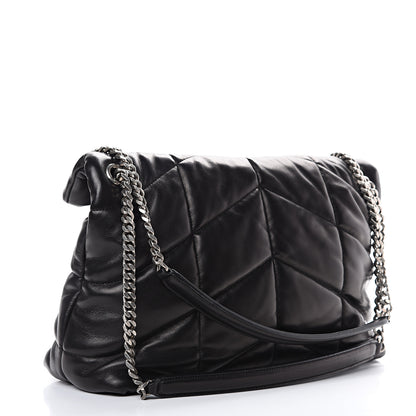 Saint Laurent Lambskin Quilted Medium Loulou Puffer Monogram Chain Satchel Black 2 of 11