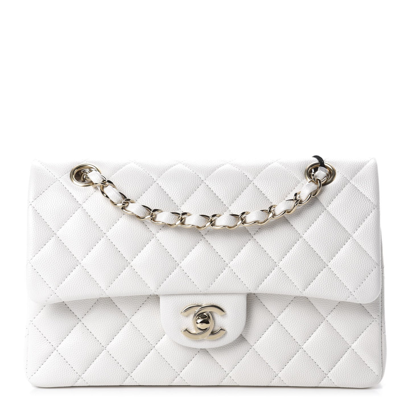 Caviar Quilted Small Double Flap White
