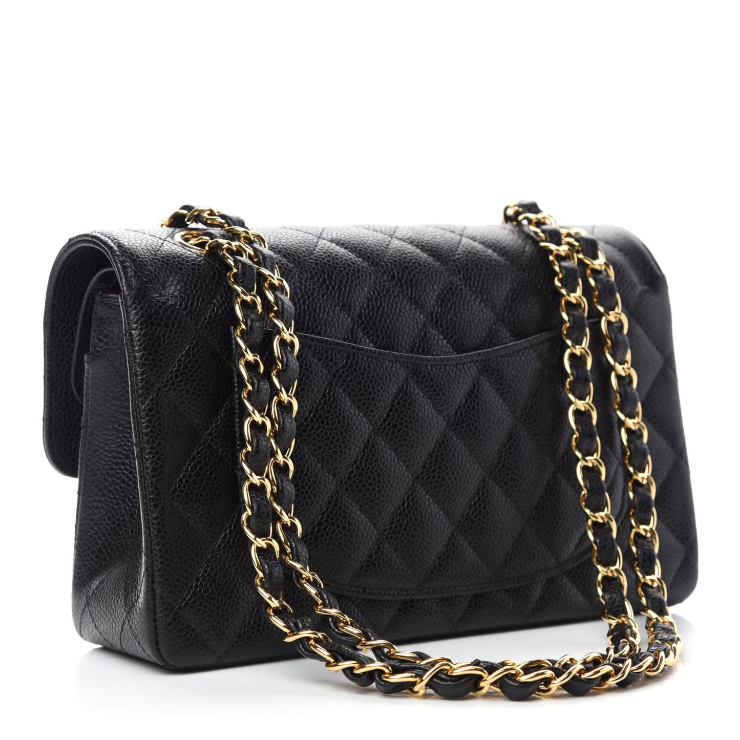 Caviar Quilted Small Double Flap Black