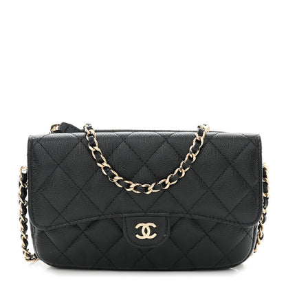 Chanel Caviar Quilted Flap Phone Holder With Chain Black 1 of 14