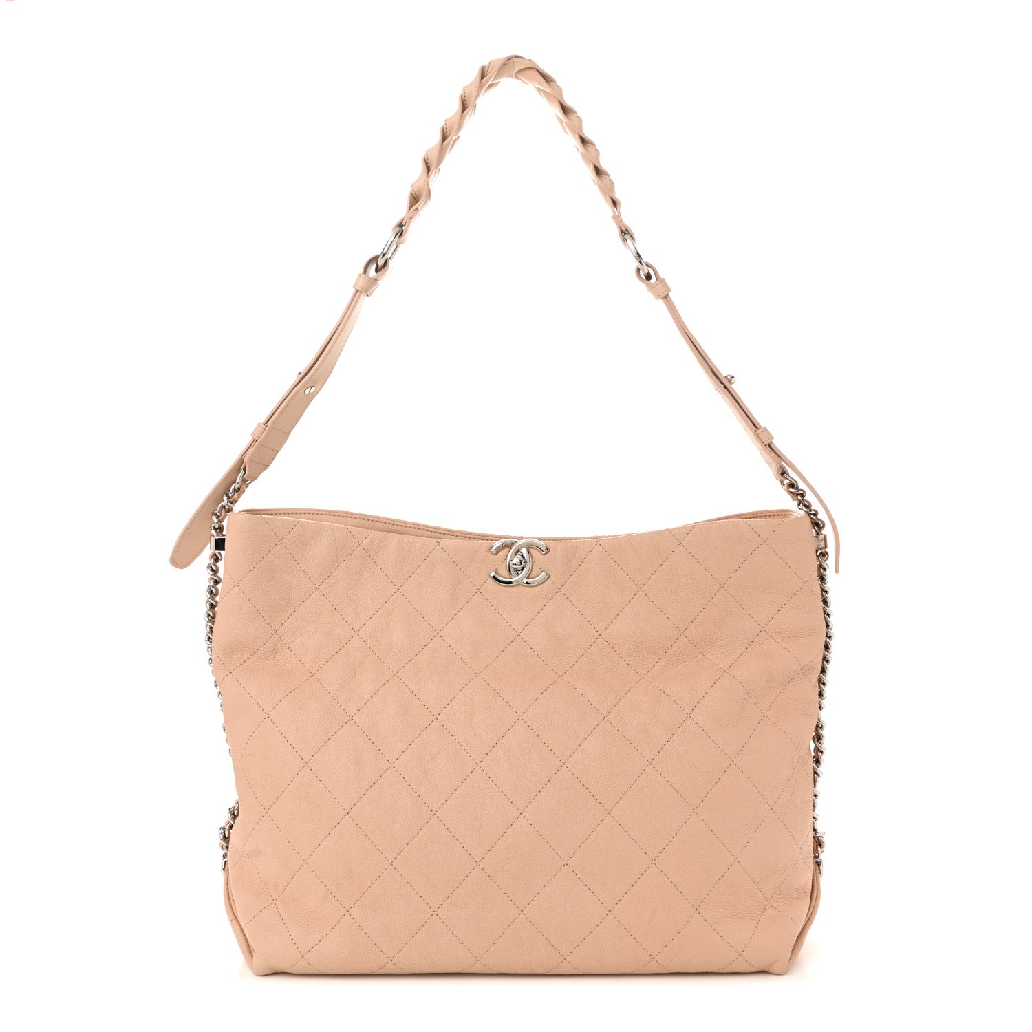 Chanel Grained Calfskin Stitched Medium Braided With Style Hobo Beige 1 of 10