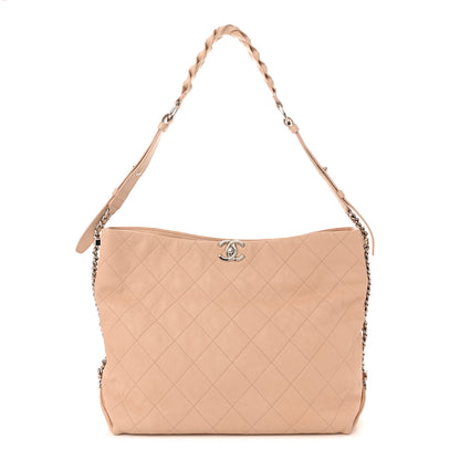 Chanel Grained Calfskin Stitched Medium Braided With Style Hobo Beige 1 of 10