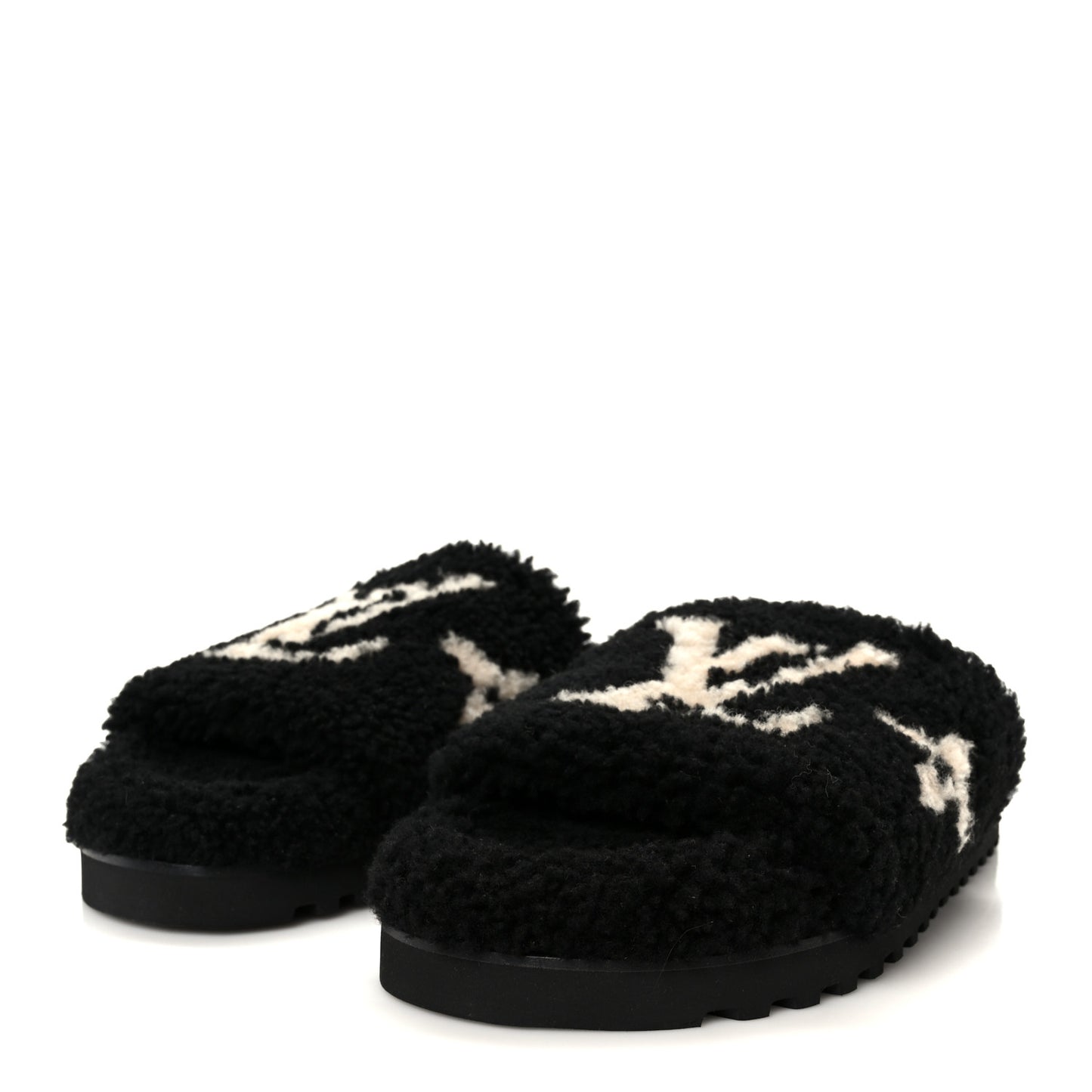 Shearling Monogram Giant Paseo Flat Comfort Mule 40 Black