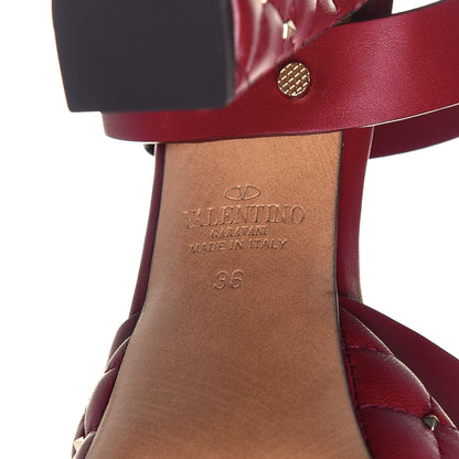 Valentino Garavani Nappa Quilted Rockstud Spike Platform Sandals 36 Rubino 6 of 12