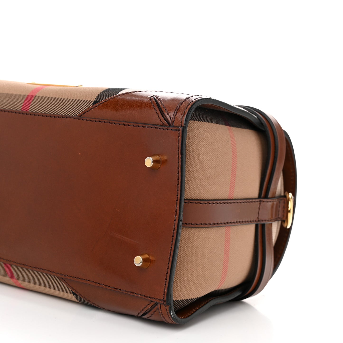 House Check Bridle Calfskin Medium Alchester Bowling Bag Dark Tan
