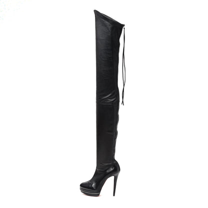 Christian Louboutin Calfskin Over The Knee Zipper Boots 40.5 Black 1 of 9
