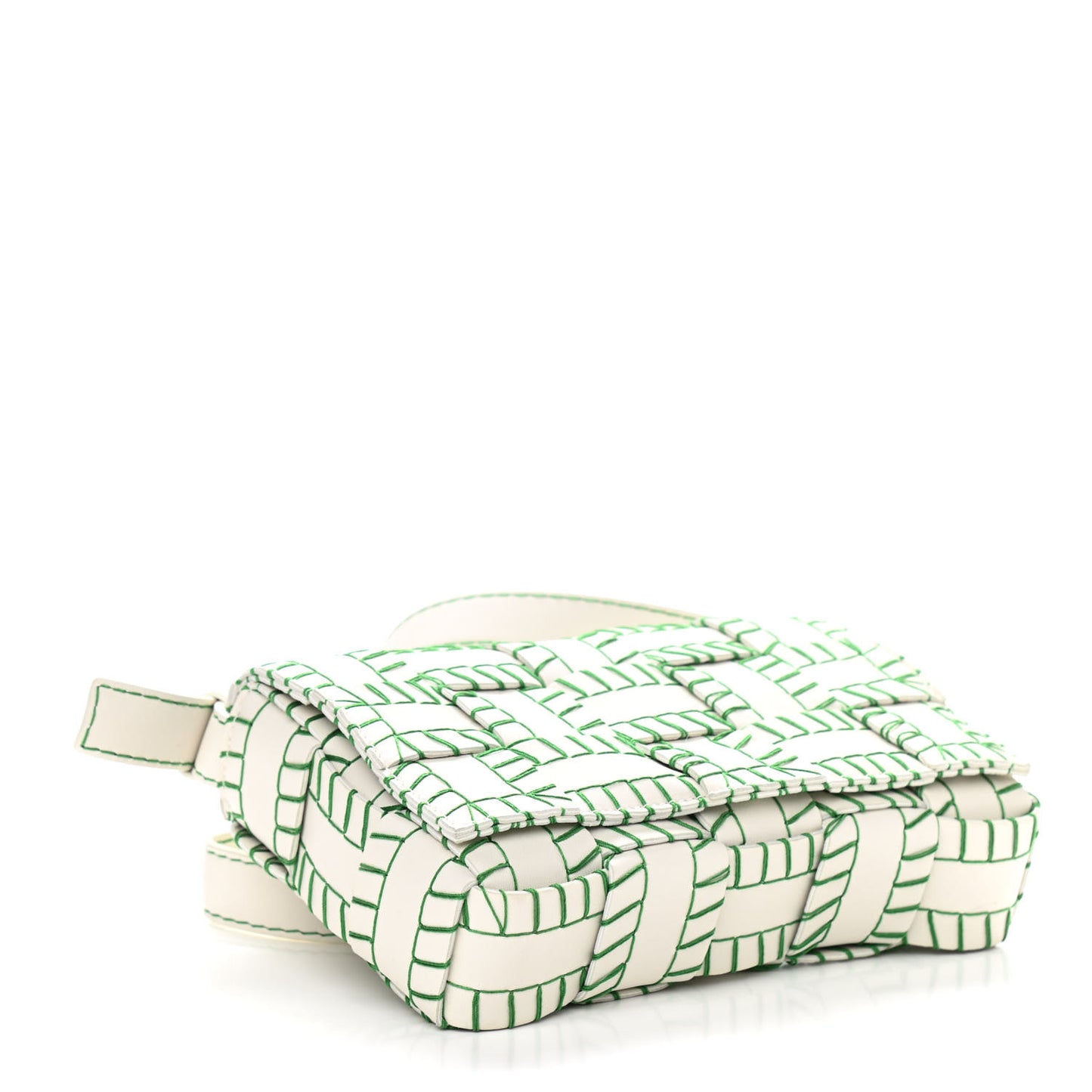 Lambskin Maxi Intreccio Overlock Stitched Cassette Crossbody Bag White Parakeet