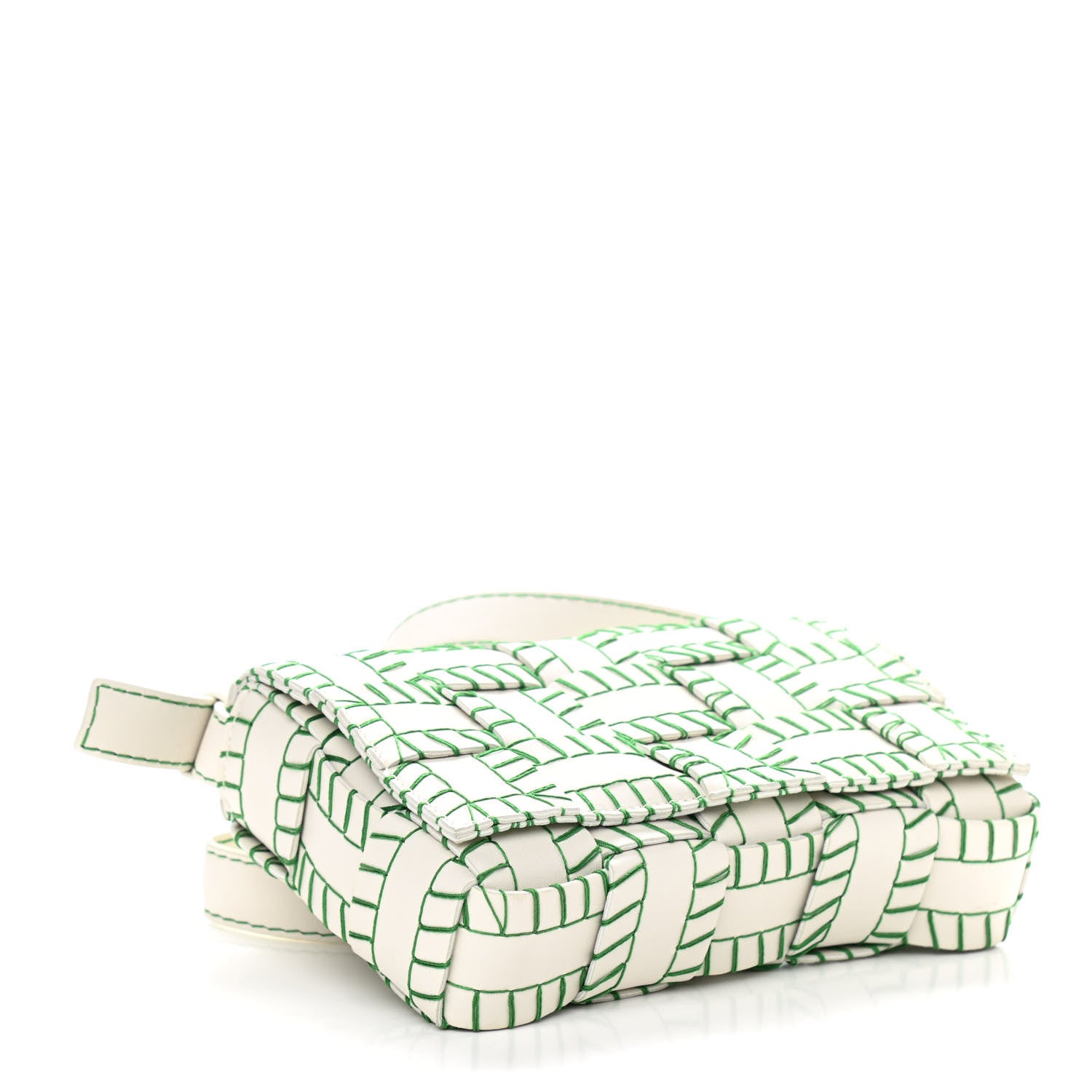 Bottega Veneta Lambskin Maxi Intreccio Overlock Stitched Cassette Crossbody Bag White Parakeet 5 of 9
