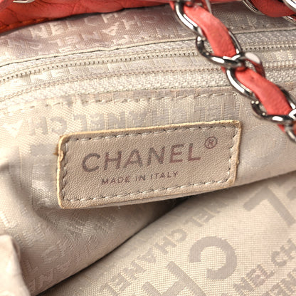 Chanel Lambskin Contrast Stitch Small Drawstring Tote Coral 6 of 9