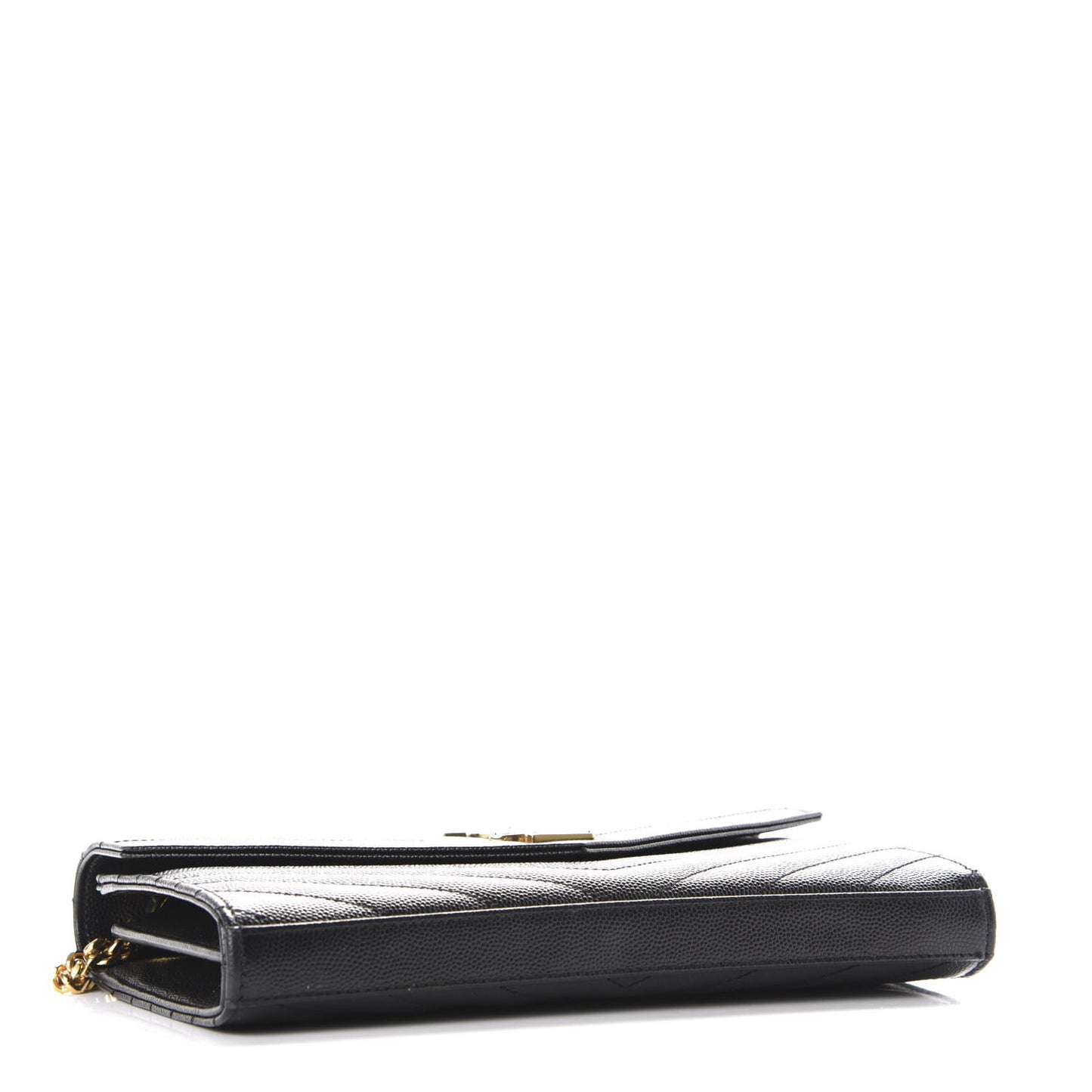Grain De Poudre Matelasse Chevron Monogram Chain Wallet Black