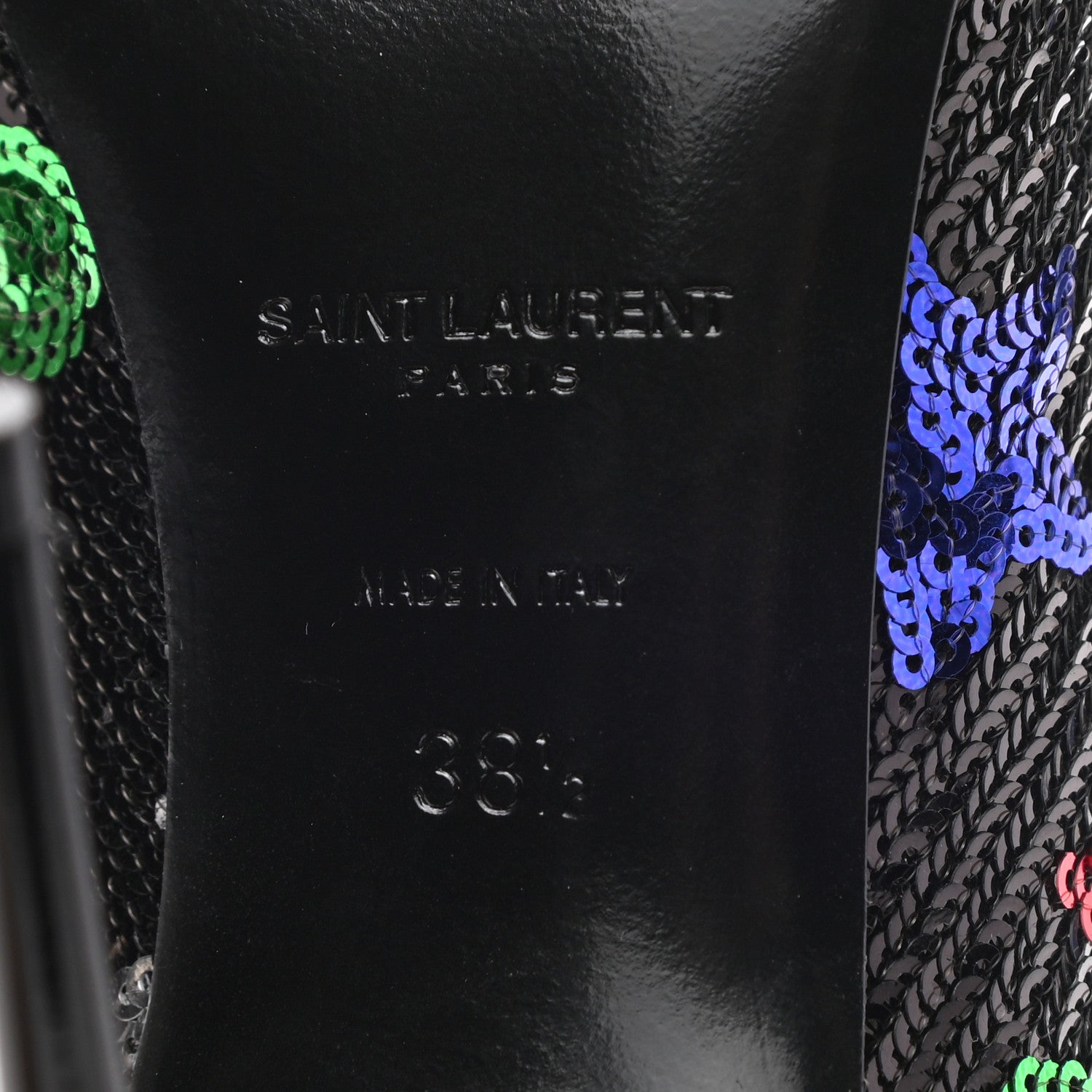 Saint Laurent Sequin Palace 105 Pumps 38.5 Black 6 of 10