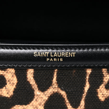 Saint Laurent Canvas Leopard Print Mini Classic Monogram Cassandra Top Handle Black 7 of 10