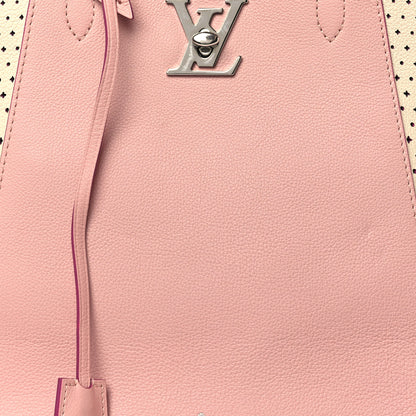 Louis Vuitton Calfskin Perforated Lockme Cabas Rose Poudre Creme 7 of 9