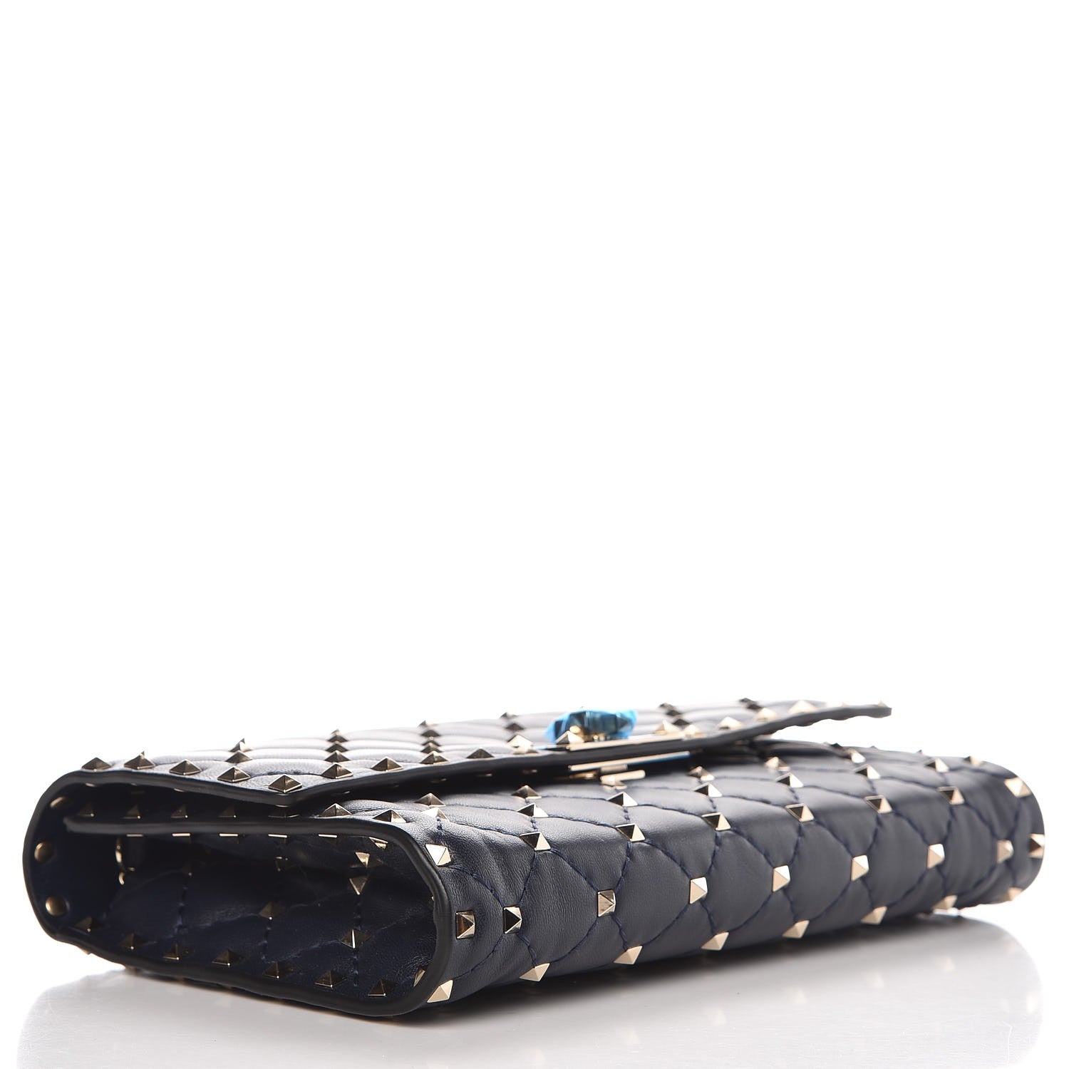 Valentino Garavani Nappa Rockstud Spike Wallet on Chain Marine 4 of 7