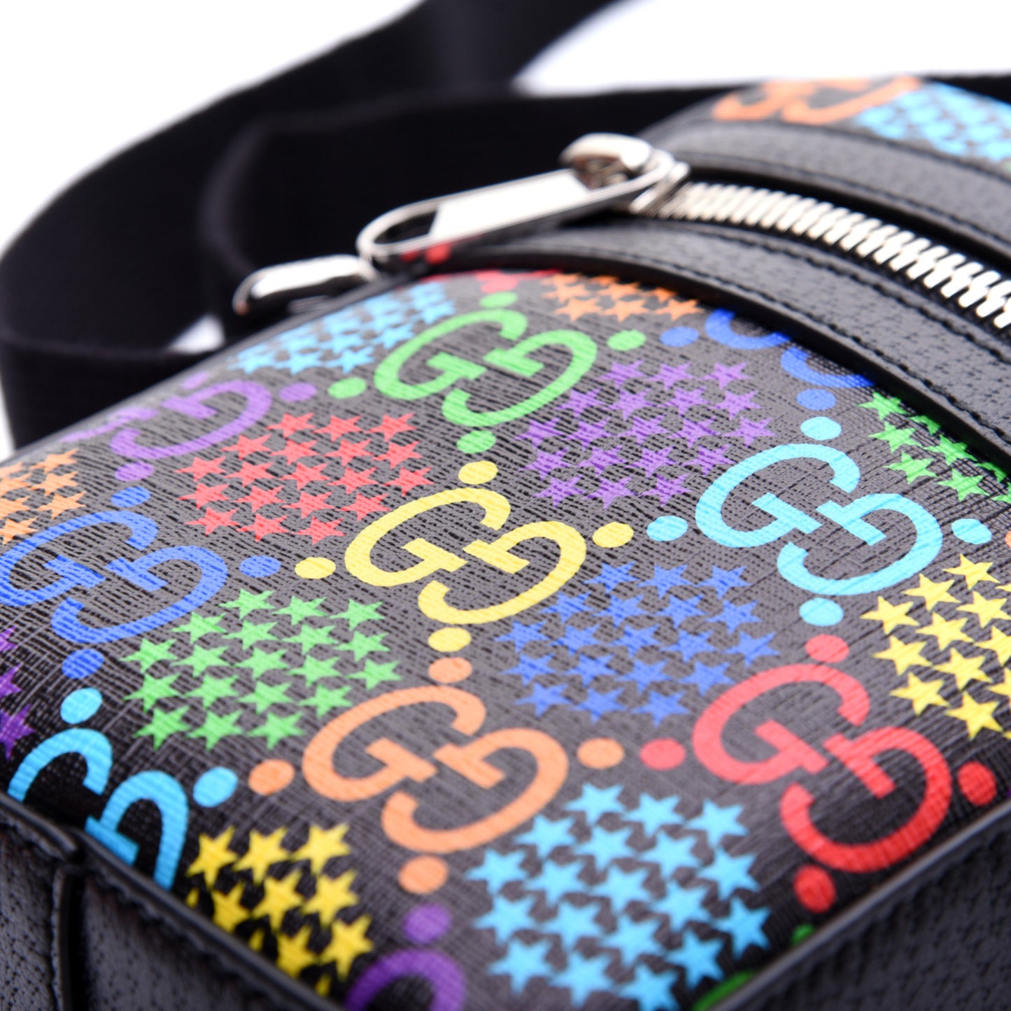 GG Supreme Monogram Psychedelic Messenger Bag Black