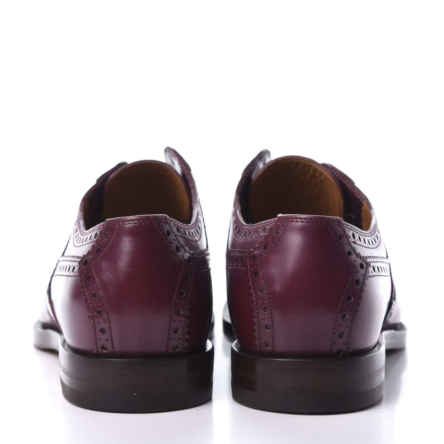 Gucci Calfskin Web Bee Embroidered Mens Slip-On Brogue Wingtip Derby Shoes 9 Bordeaux 5 of 13