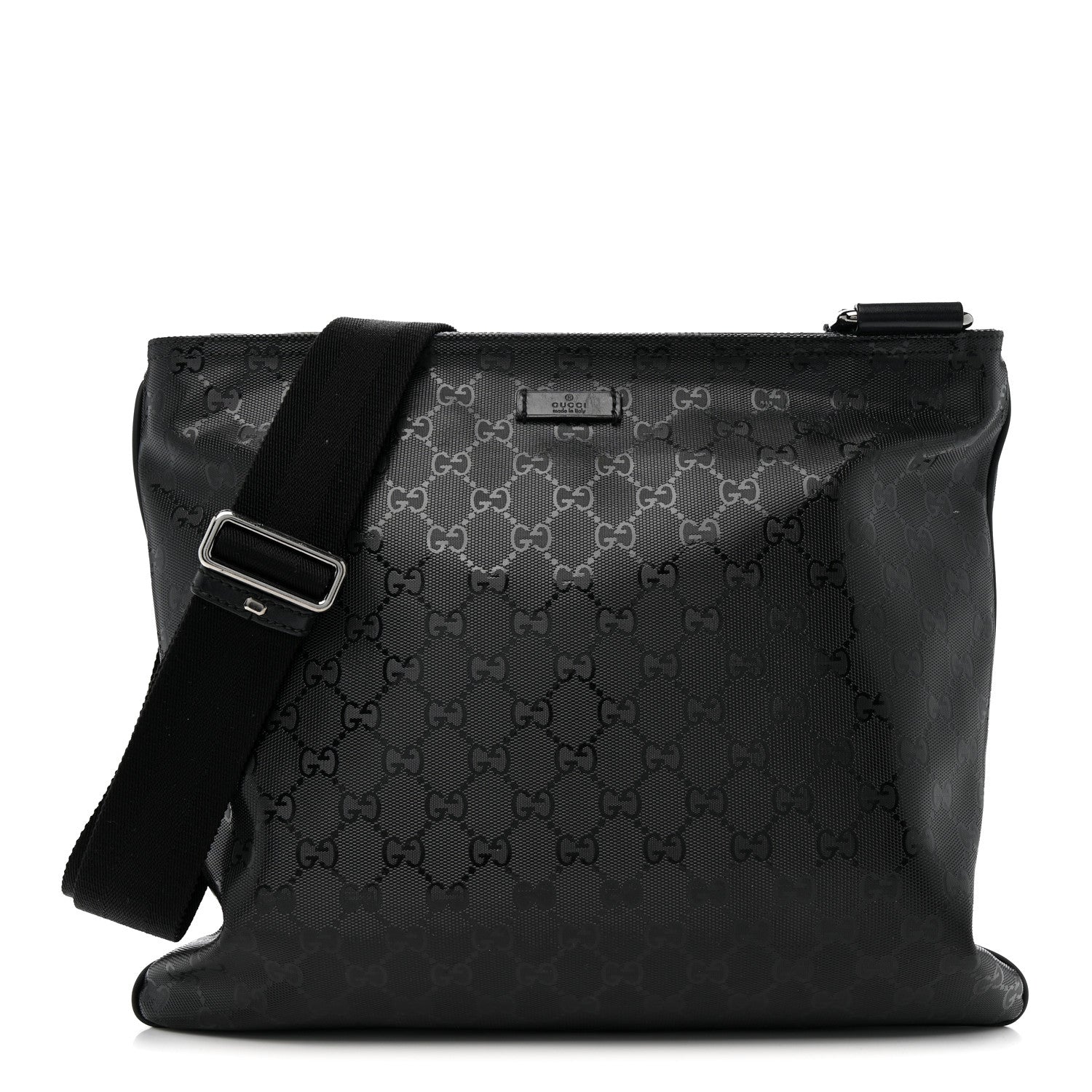 Gucci Imprime Monogram Medium Flat Messenger Bag Black 1770971
