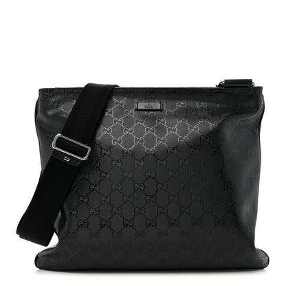 Gucci Imprime Monogram Medium Flat Messenger Bag Black 1 of 11