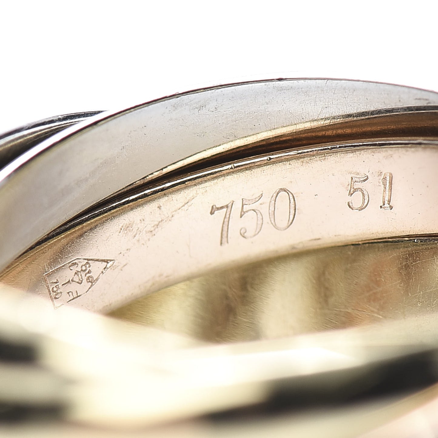 18K Pink Yellow White Gold Les Must De Trinity Five Band Ring 51 5.75