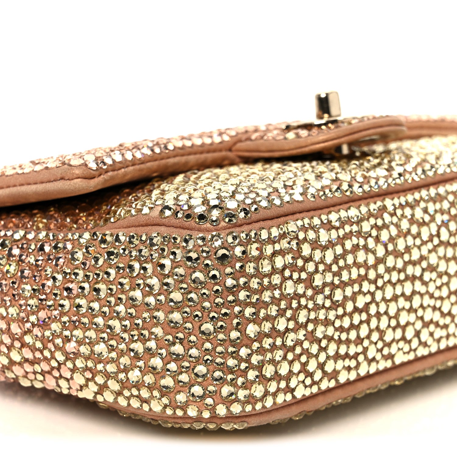 Chanel Suede Calfskin Crystal Mini Flap Pink Golden 10 of 11